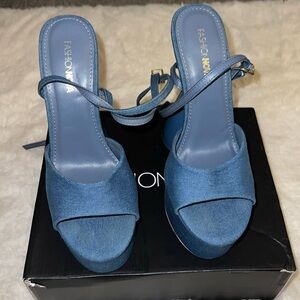 Fashion Nova Blue Platform Heels